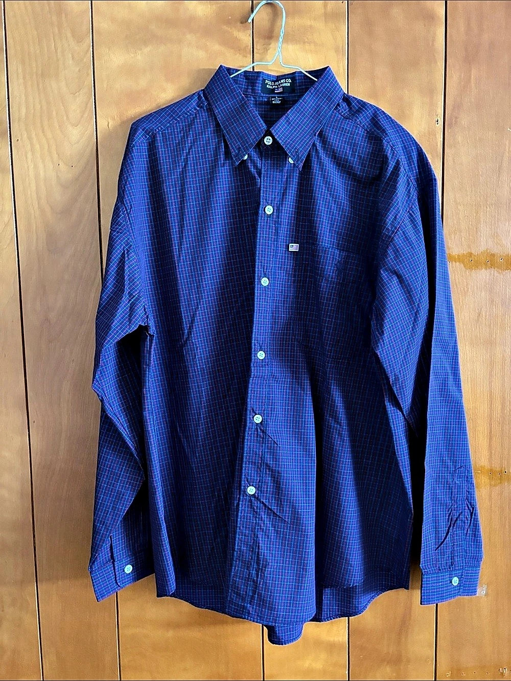 Polo Jeans Co. Ralph Lauren Plaid Button Down Blue & Red Large
